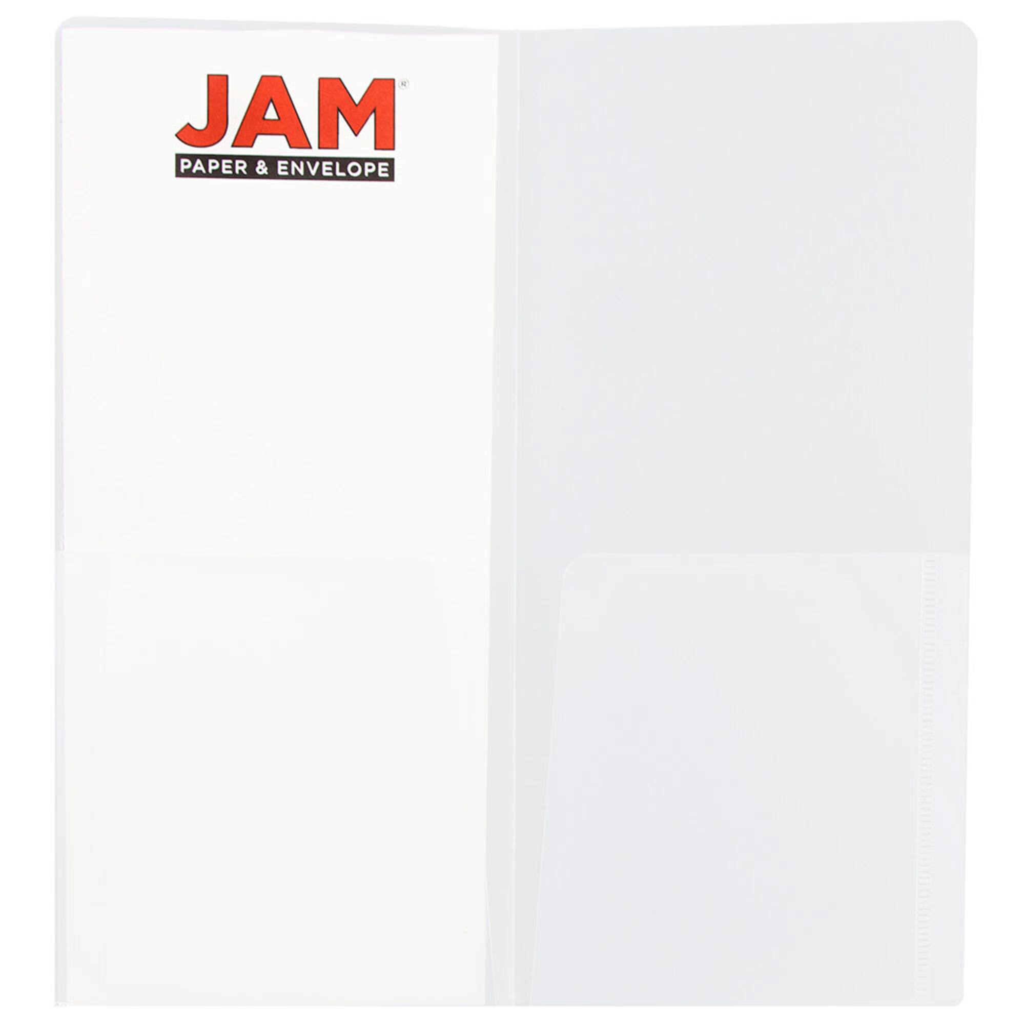 JAM Paper Clear Heavy Duty Plastic 2-Pocket Mini Folders, 6ct.